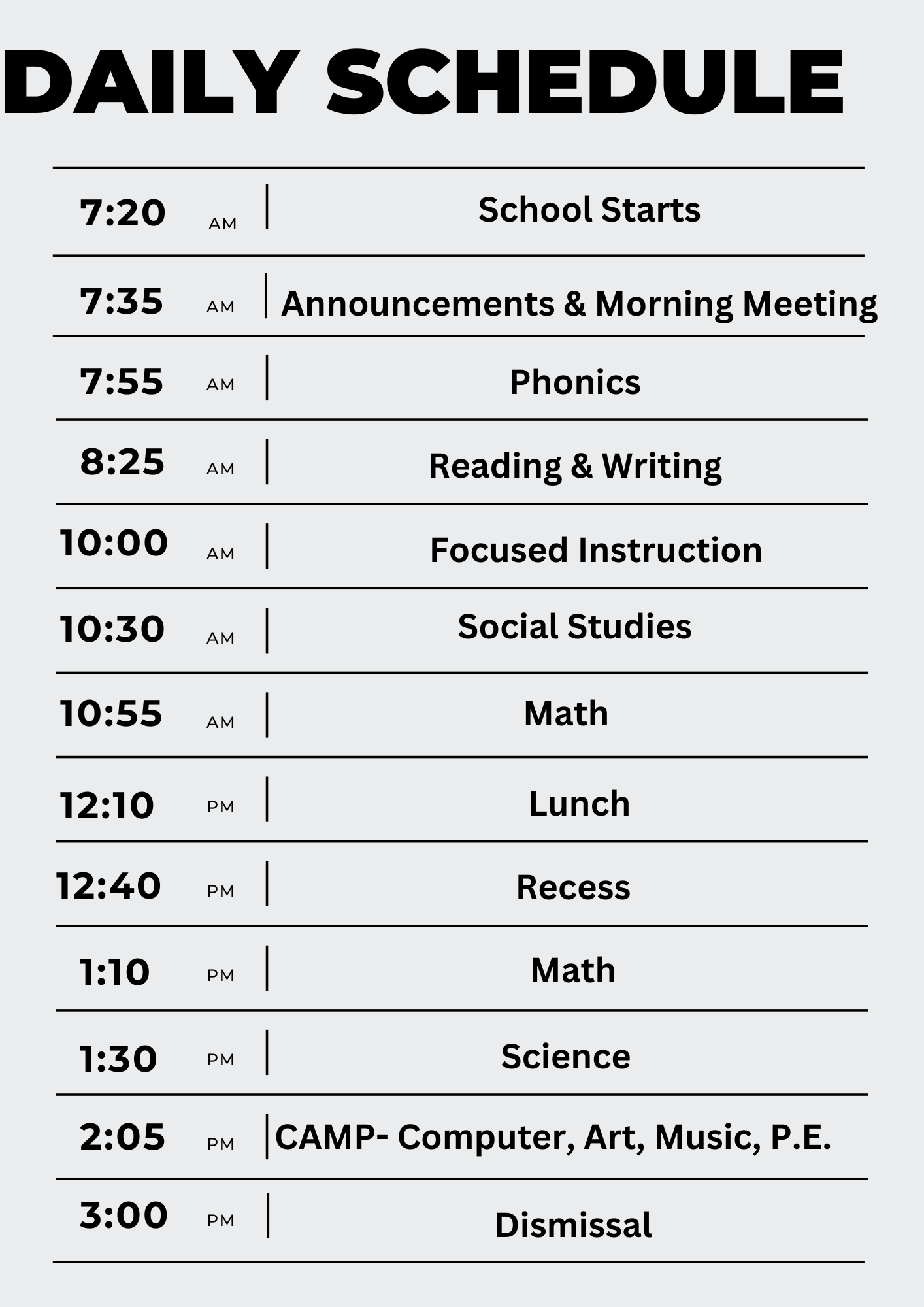 Daily Schedule